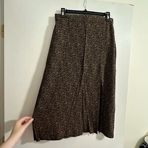 NWT American Eagle Black & Brown Midi Slip Skirt w/ Slit